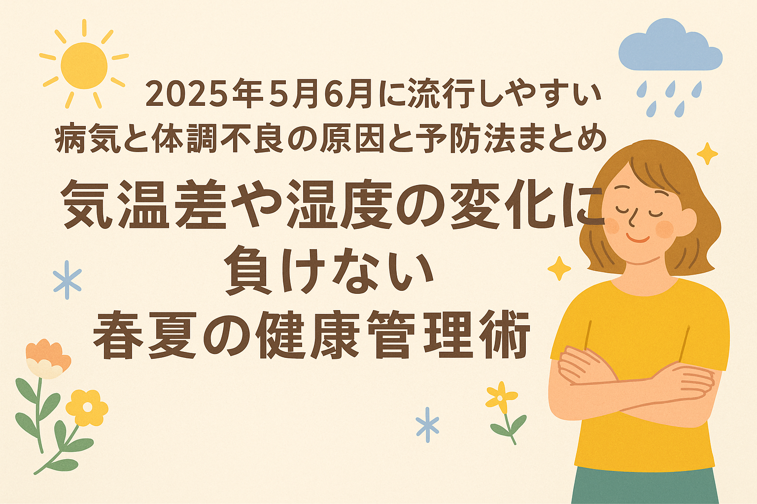 2025年、５月、６月に流行しやすい病気。対策。コロナ、百日咳、RSウイルス、五月病、熱中症、花粉症、食中毒