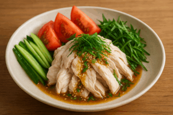 ダイエット向きのヘルシーレシピ。鶏むね肉のさっぱりゴマダレ