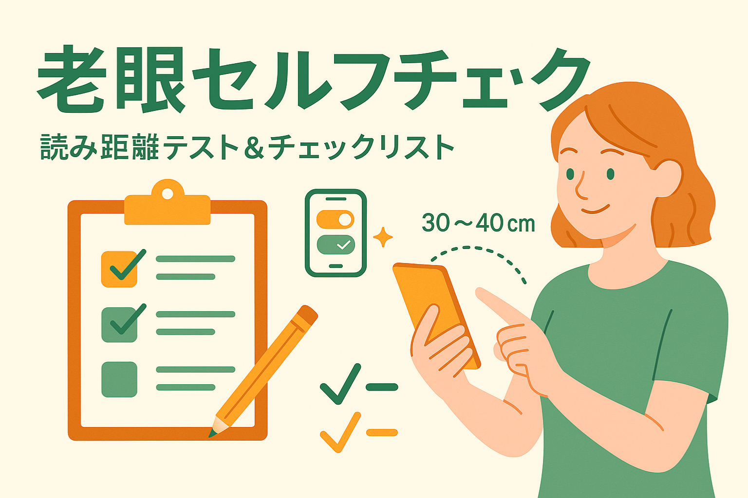若くても老眼！？スマホやPCで目を酷使するとスマホ老眼に。老眼セルフチェック。