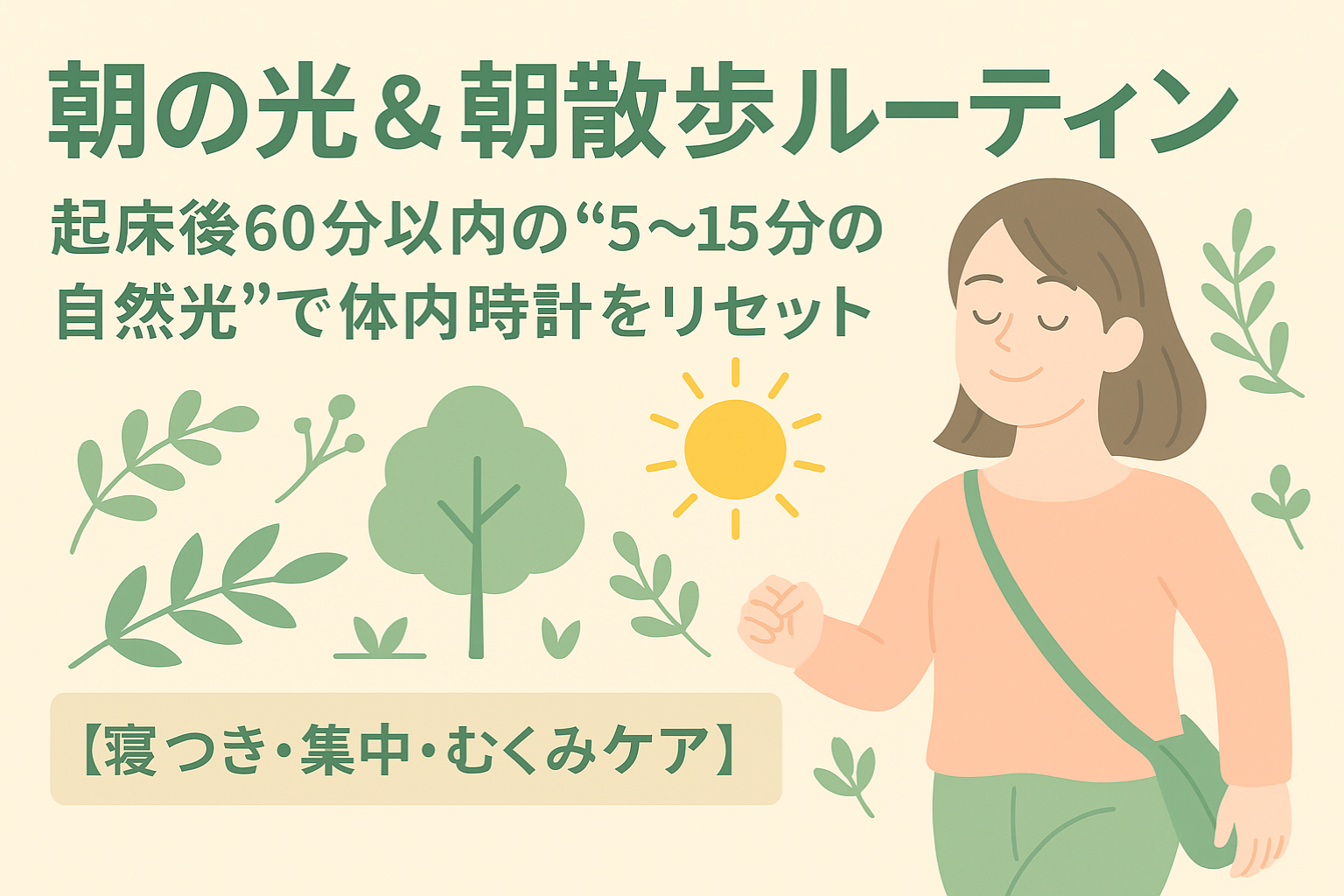 朝の光が良い睡眠を助ける！朝散歩ルーティンを紹介！
