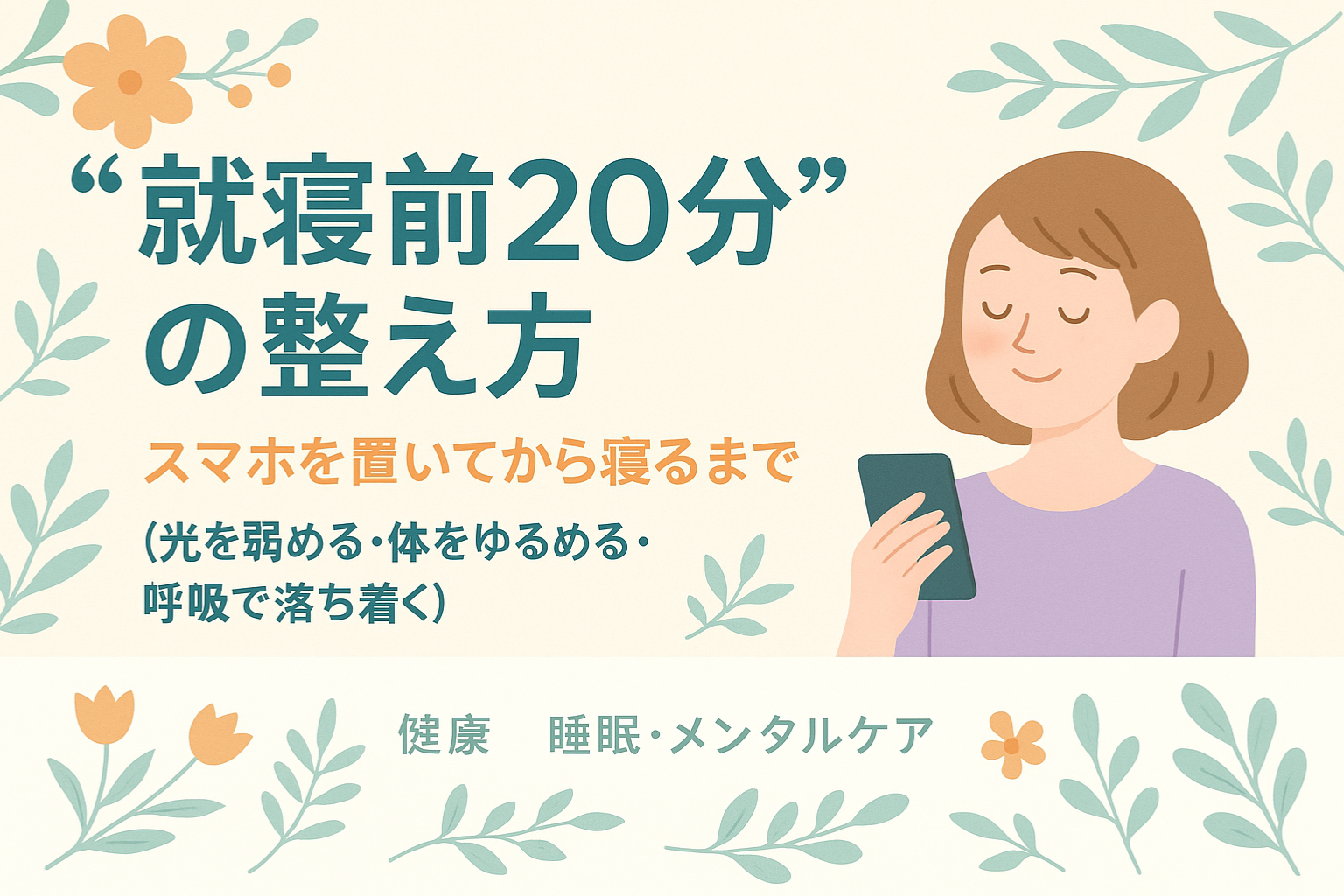 就寝前20で出来る、睡眠の質を上げるための簡単解説。